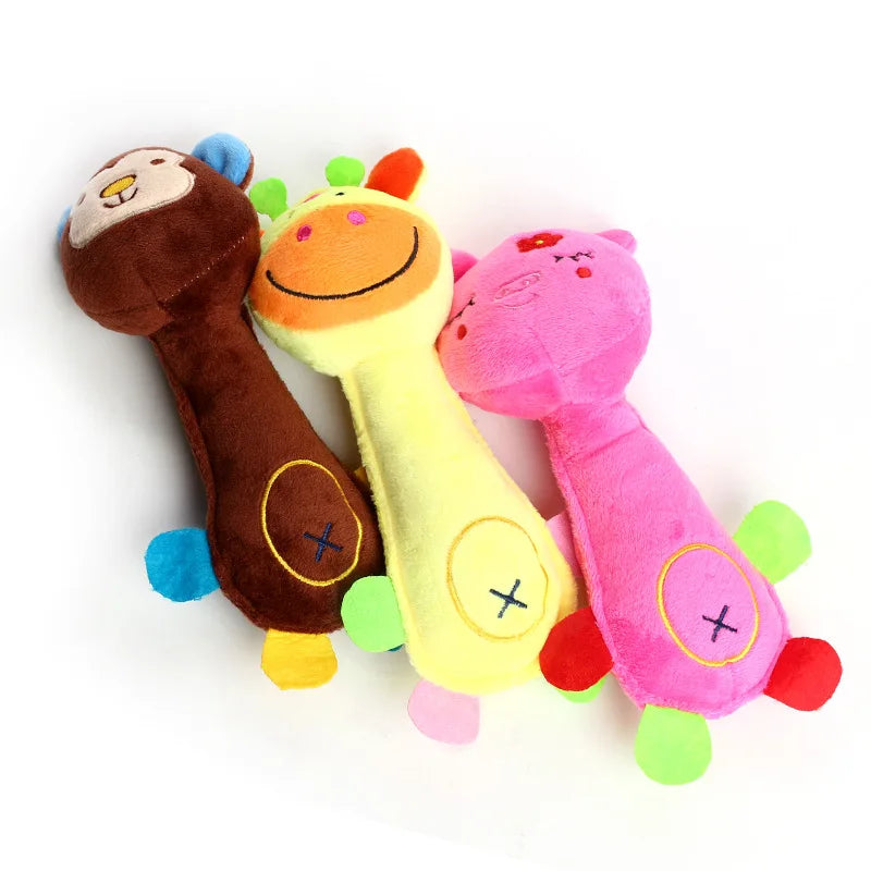 Plush Dog Toy with Squeaker (Animal Shapes)
