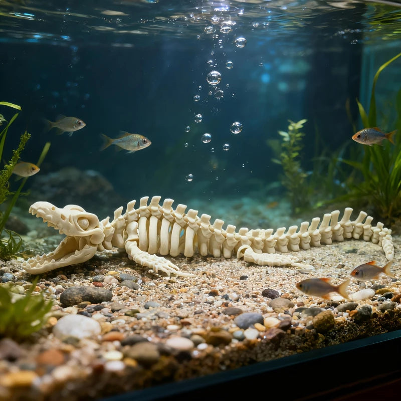 Crocodile Skeleton Aquarium Ornament