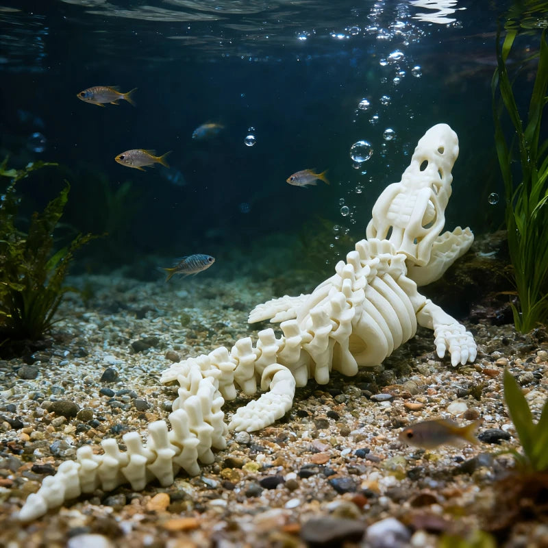 Crocodile Skeleton Aquarium Ornament