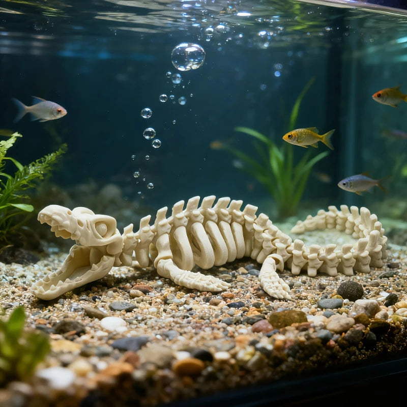 Crocodile Skeleton Aquarium Ornament