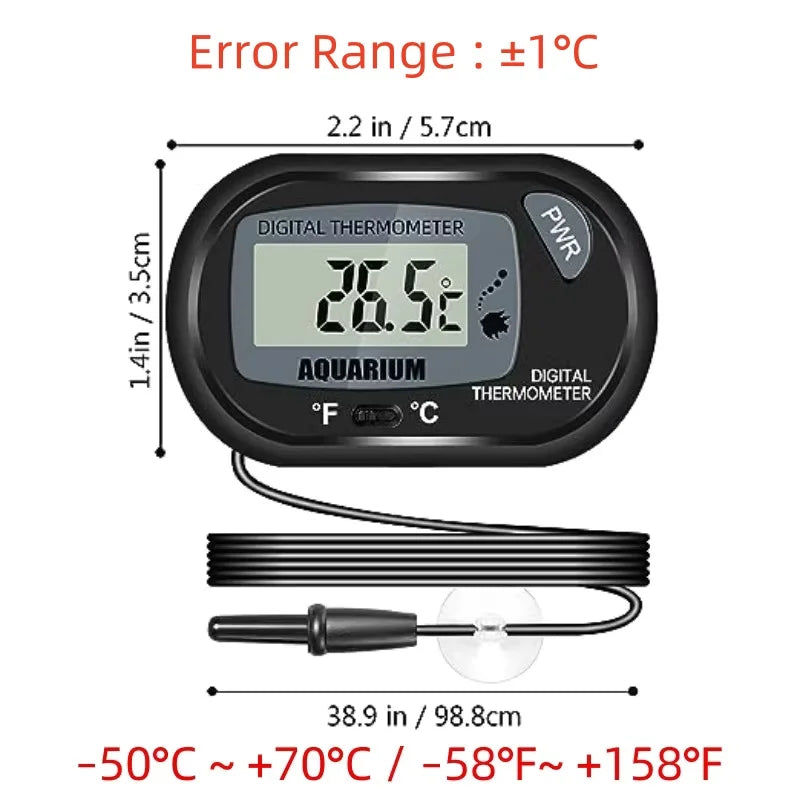 Digital Aquarium Thermometer with Probe — Suction Cup