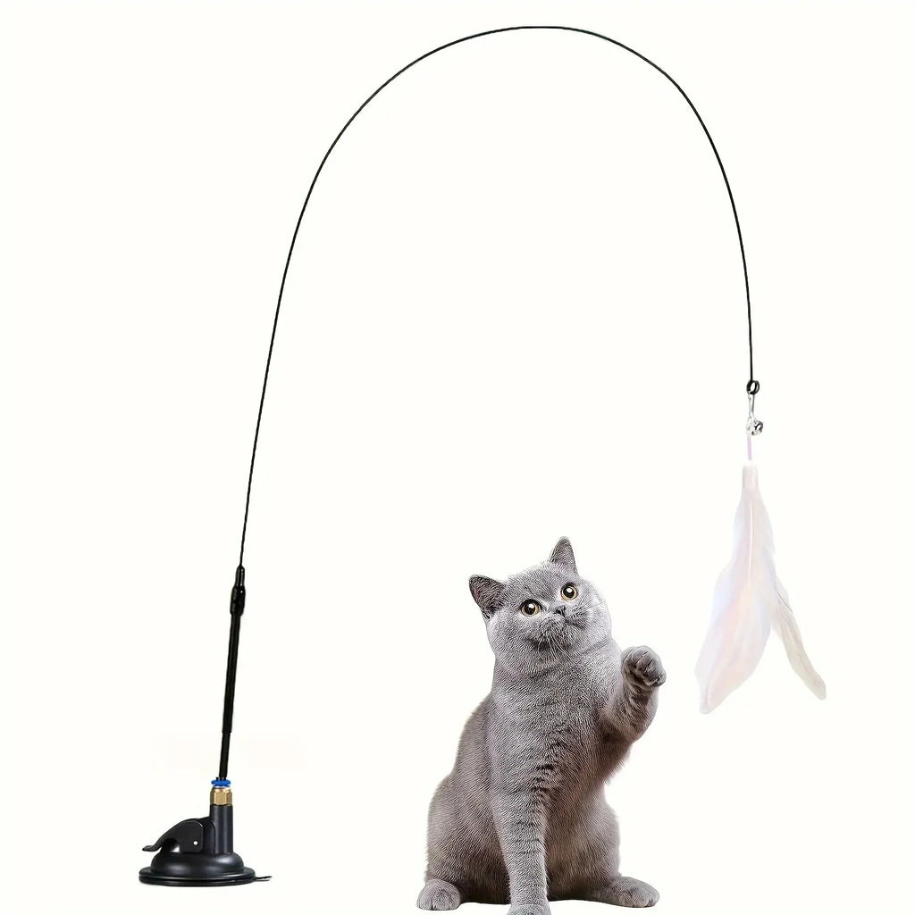 Cat Feather Teaser Wand with Suction Cup