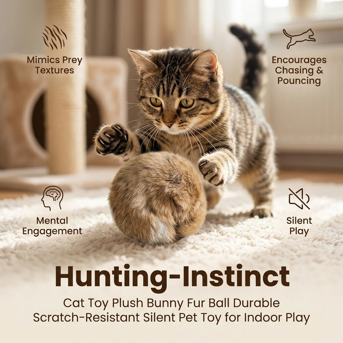 Catnip Rabbit Fur Ball Cat Toys (2-Pack)
