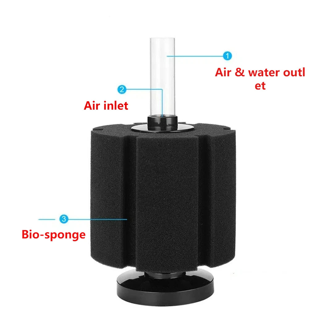 Aquarium Sponge Filter & Replacement Sponges (Air-Driven)