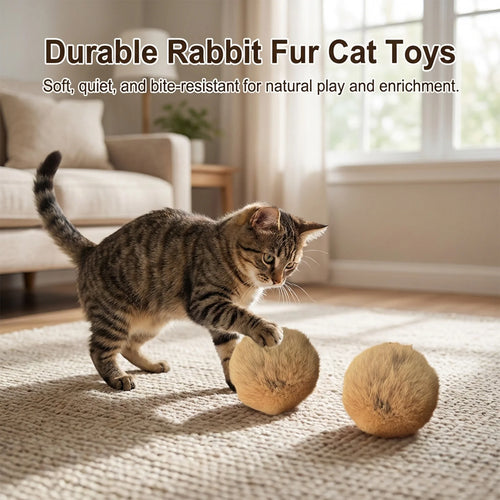 Catnip Rabbit Fur Ball Cat Toys (2-Pack)