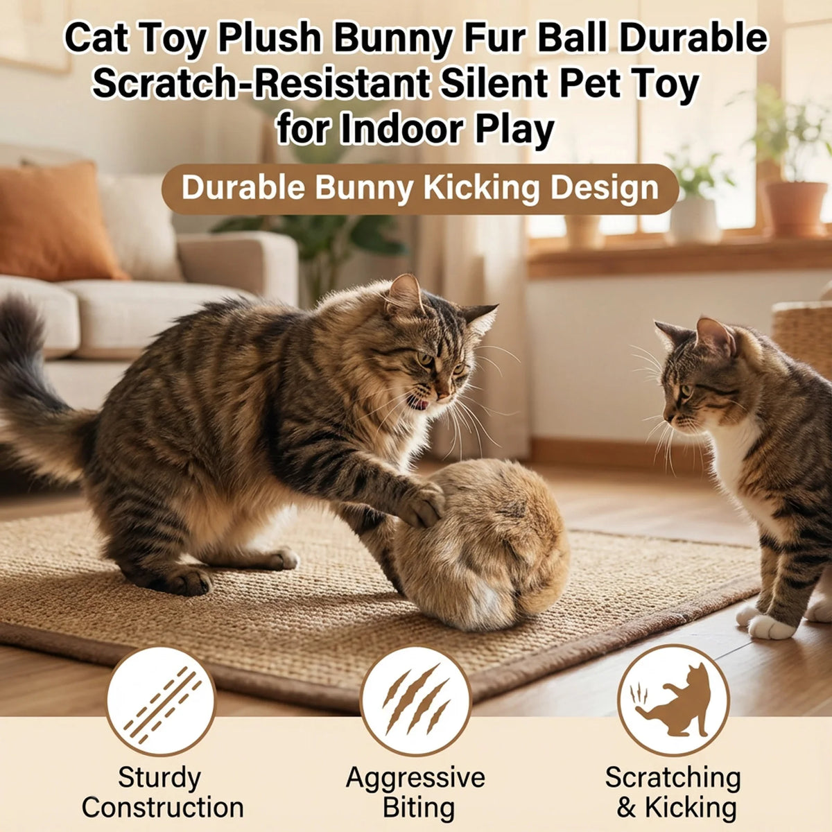 Catnip Rabbit Fur Ball Cat Toys (2-Pack)
