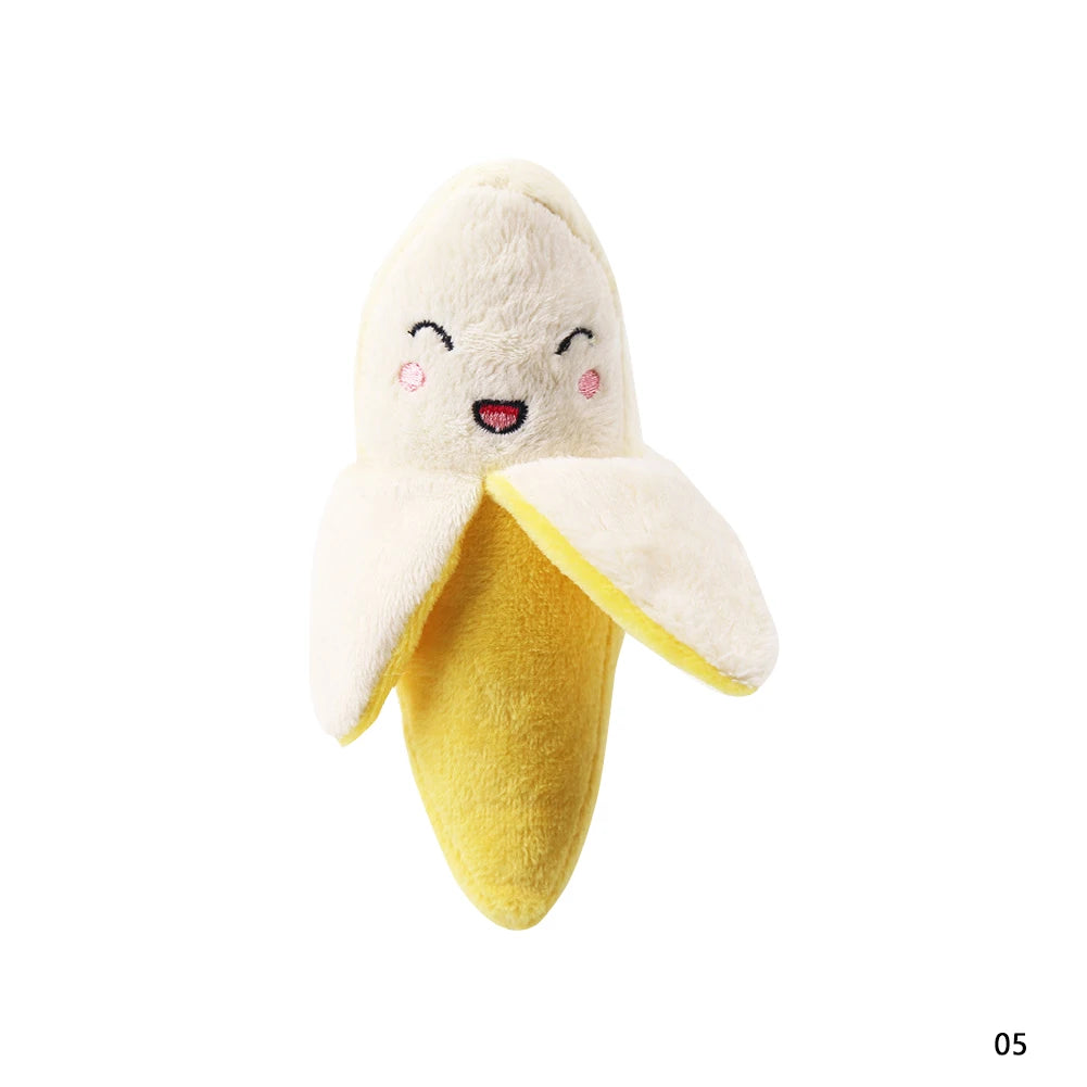 Plush Fruit & Animal Dog Toy with Squeaker