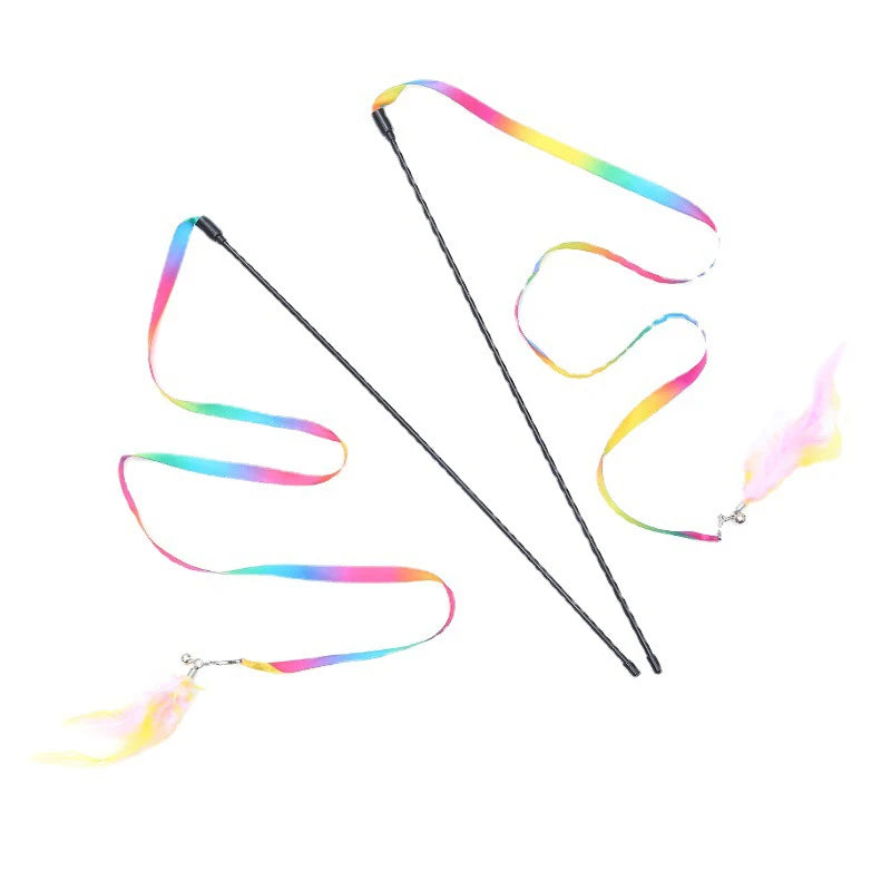 Feather & Ribbon Cat Teaser Wand