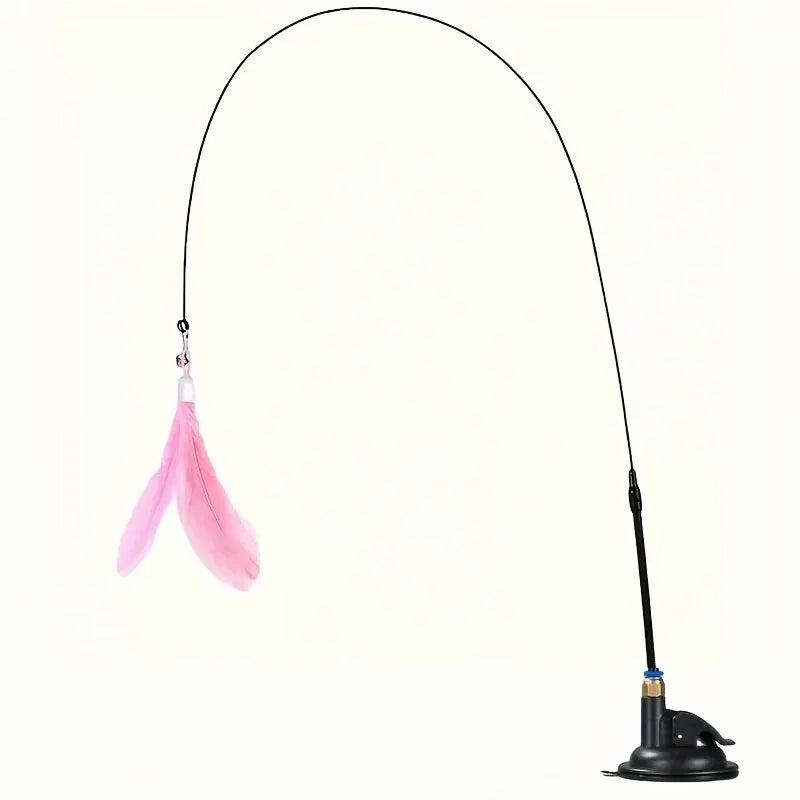 Cat Feather Teaser Wand with Suction Cup
