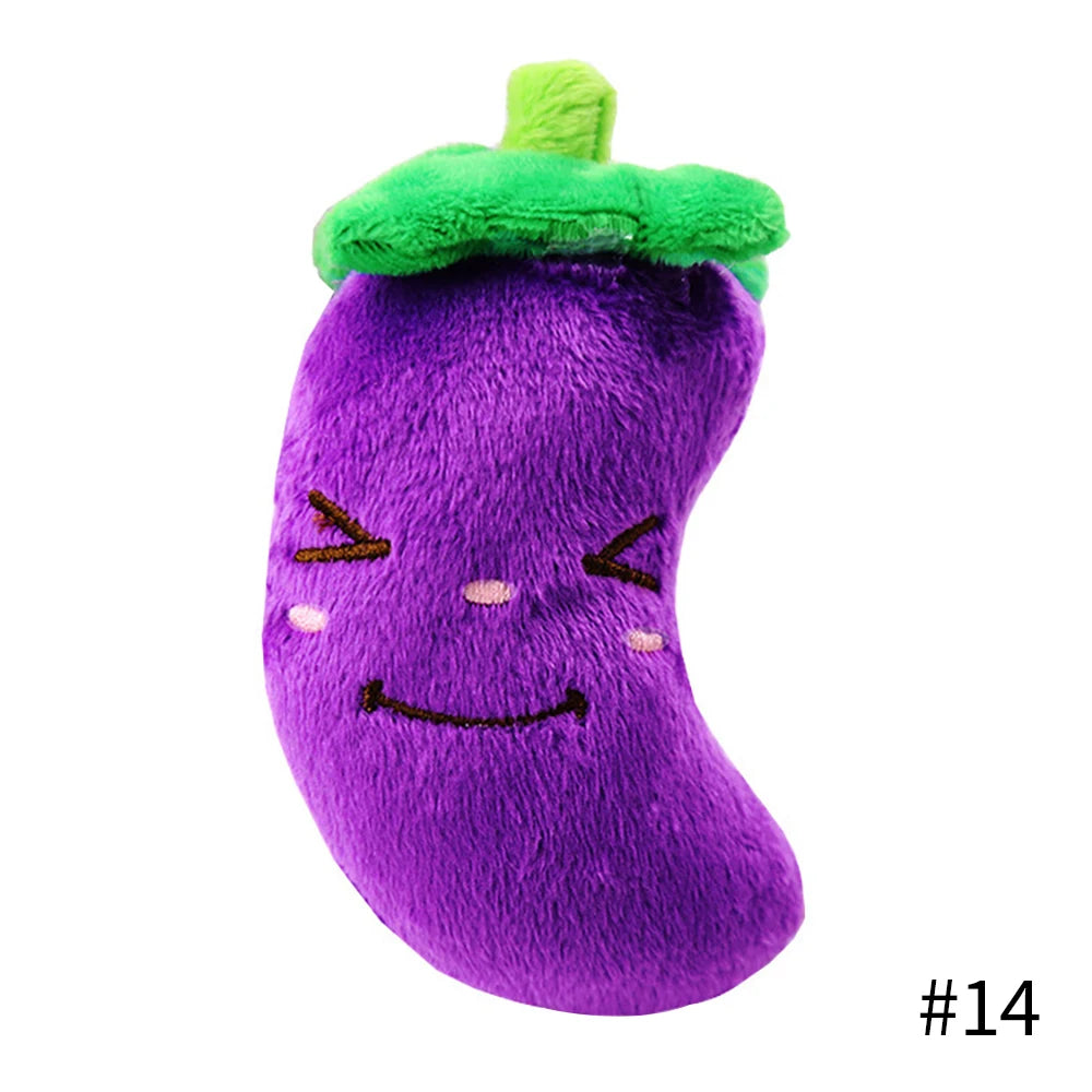 Plush Fruit & Animal Dog Toy with Squeaker