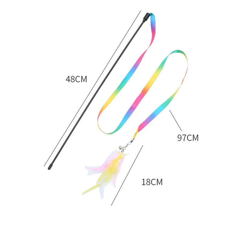Feather & Ribbon Cat Teaser Wand