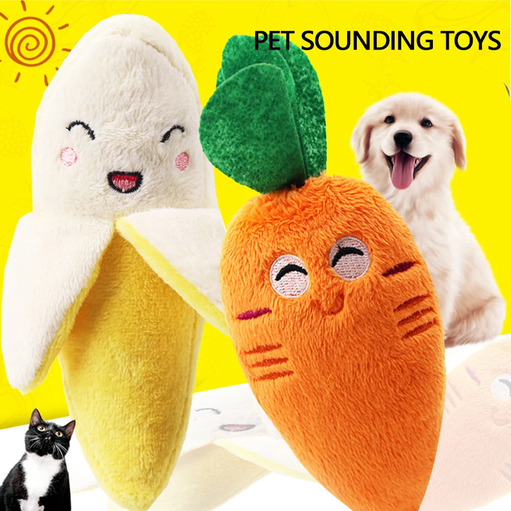 Plush Fruit & Animal Dog Toy with Squeaker